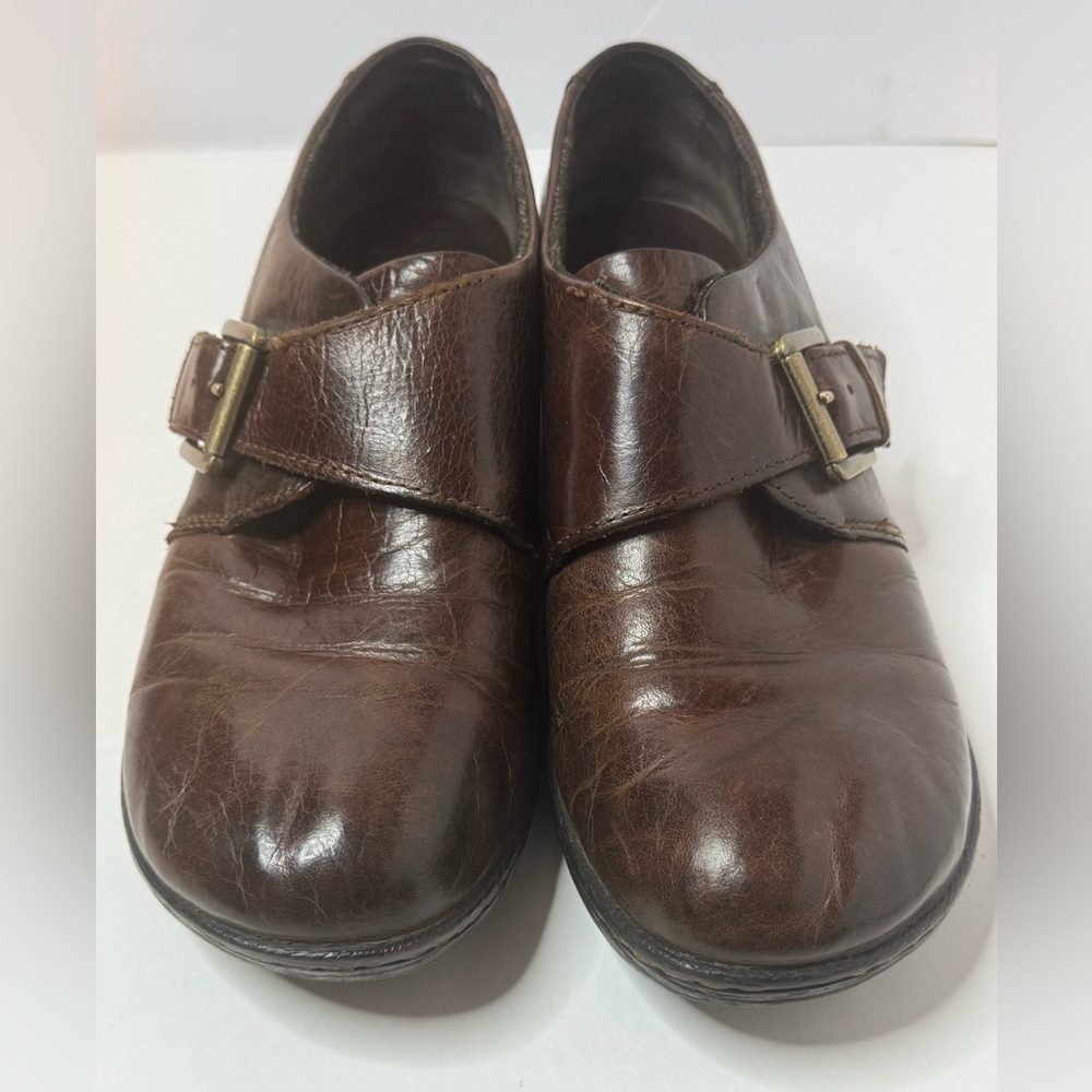 BOC Born Concept Brown Leather Wedge Loafers Size 8M